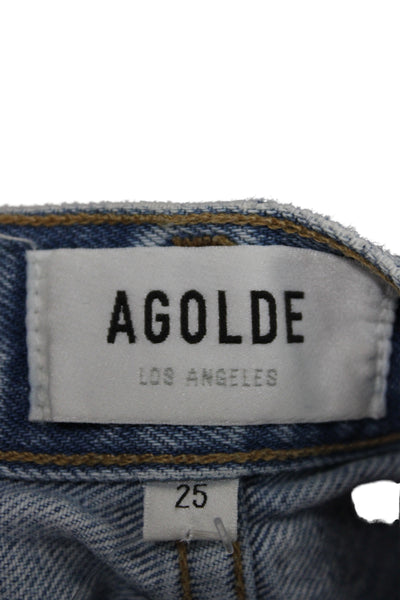 Agolde Womens Straight Jeans Blue Mid Rise Cotton Inseam 30 Size 25