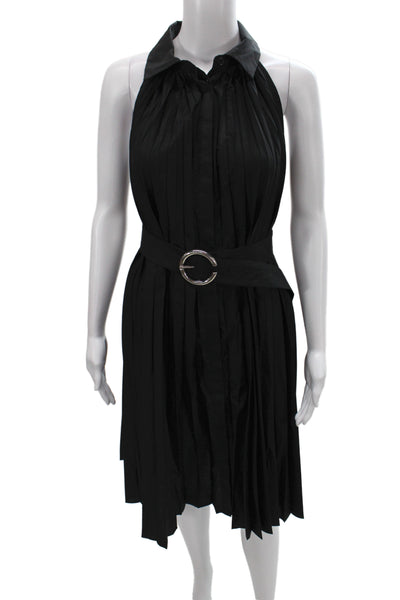 Elie Tahari Womens Black Collared Sleeveless Shirt Dress Knee Length Size 6