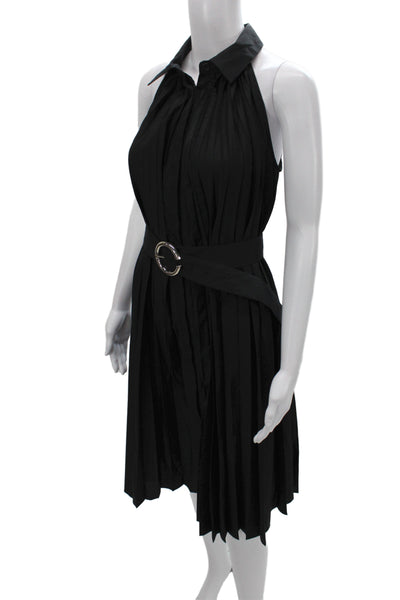 Elie Tahari Womens Black Collared Sleeveless Shirt Dress Knee Length Size 6