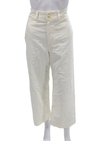 Apiece Apart Women Cropped Pants Ivory Cotton Size 6