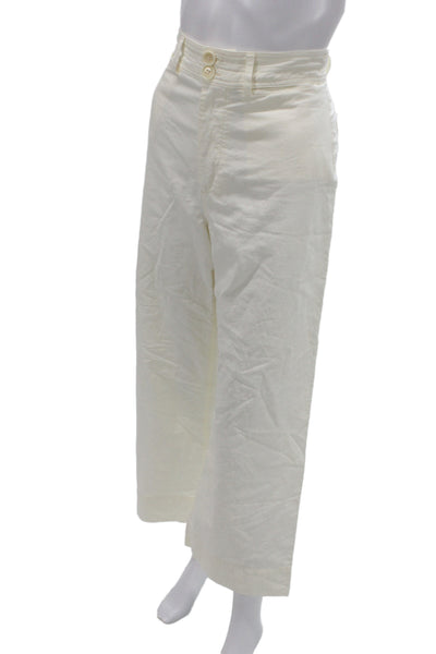 Apiece Apart Women Cropped Pants Ivory Cotton Size 6