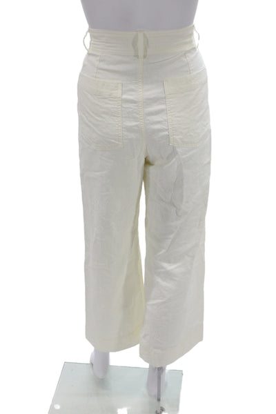 Apiece Apart Women Cropped Pants Ivory Cotton Size 6