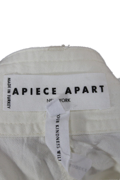 Apiece Apart Women Cropped Pants Ivory Cotton Size 6
