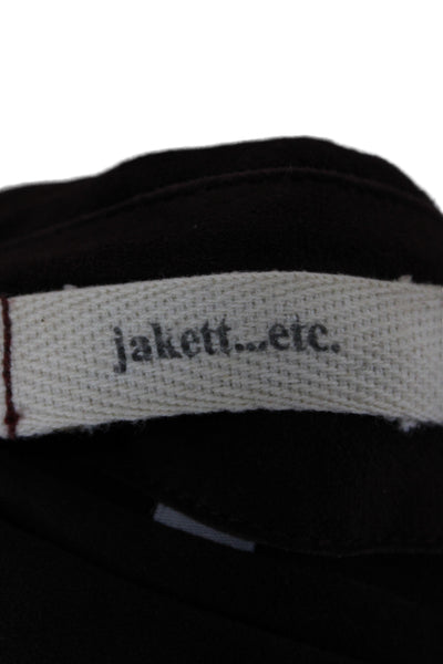 Jakett Womens Biker Genuine Leather Zip Jacket Brown Size M