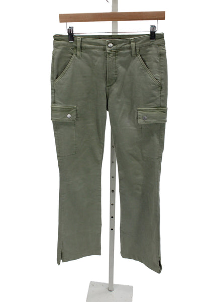 Joes Womens Cargo Pants Green Button Mid Rise 62% Cotton Size 27