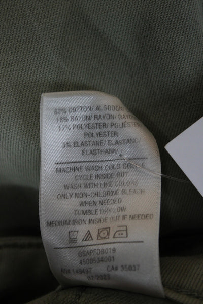 Joes Womens Cargo Pants Green Button Mid Rise 62% Cotton Size 27