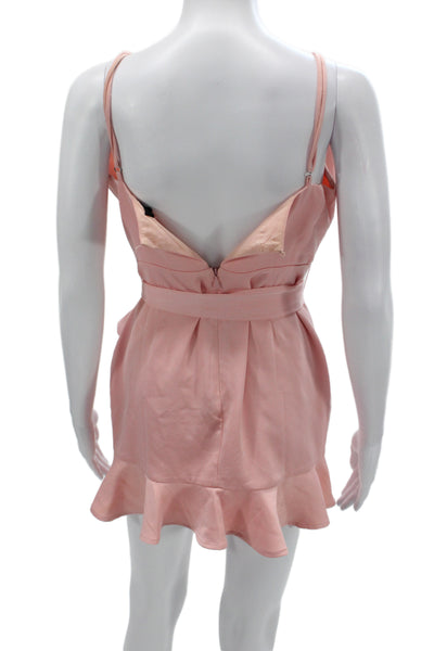NBD Womens Mini V-Neck Sleeveless Pink Tie Cocktail Dress Size S