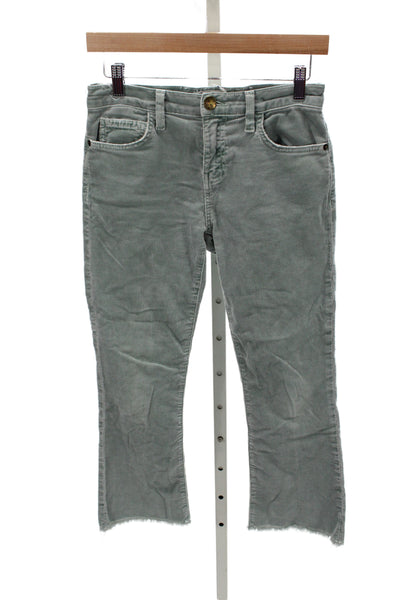 Mother Womens Cropped High Waist Blue Cotton Jeans Button Size 25