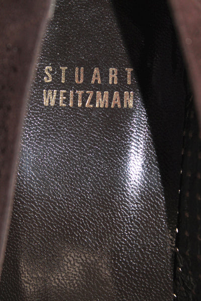 Stuart Weitzman Womens Perforated Suede Buckle Pumps Brown Size 5.5 Medium