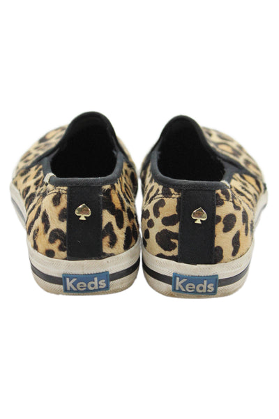 Keds x Kate Spade Womens Animal Print Slide On Sneakers Beige Brown Size 6
