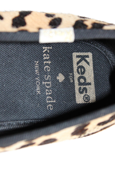 Keds x Kate Spade Womens Animal Print Slide On Sneakers Beige Brown Size 6