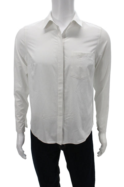 Athleta Mens Long Sleeve Collared Button-Down Shirt White Size S