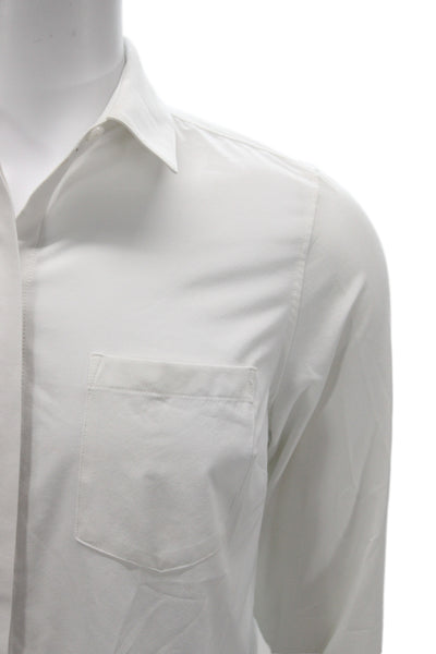 Athleta Mens Long Sleeve Collared Button-Down Shirt White Size S