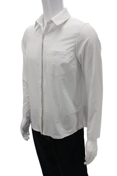Athleta Mens Long Sleeve Collared Button-Down Shirt White Size S