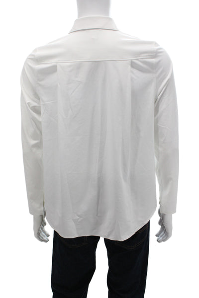Athleta Mens Long Sleeve Collared Button-Down Shirt White Size S