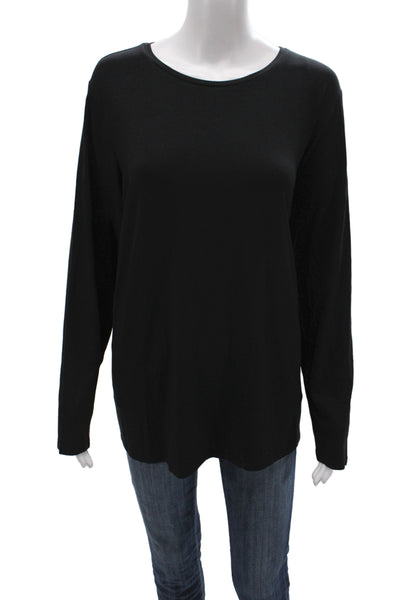 Eileen Fisher Women Black Crew Neck Long Sleeve T-Shirt Basic Size 2X