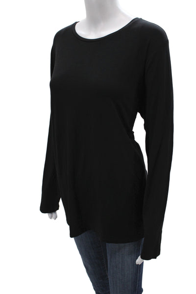 Eileen Fisher Women Black Crew Neck Long Sleeve T-Shirt Basic Size 2X