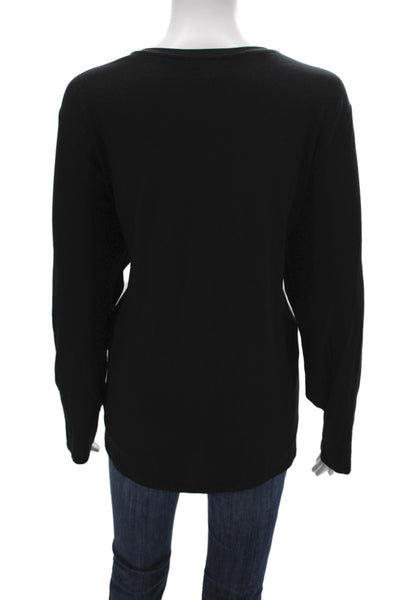 Eileen Fisher Women Black Crew Neck Long Sleeve T-Shirt Basic Size 2X