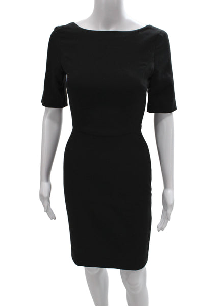 Love Moschino Womens Black Sheath Dress Boat Neck Short Sleeve Mini Size 2