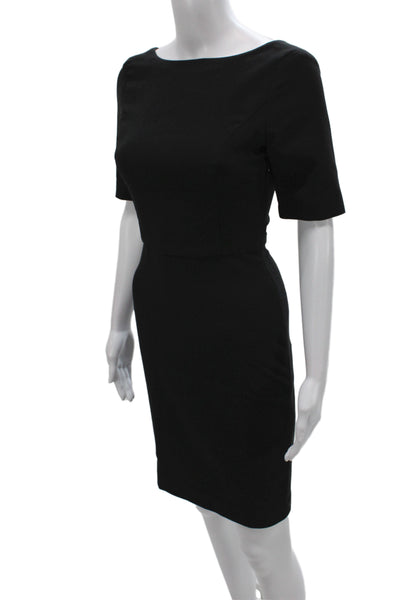 Love Moschino Womens Black Sheath Dress Boat Neck Short Sleeve Mini Size 2
