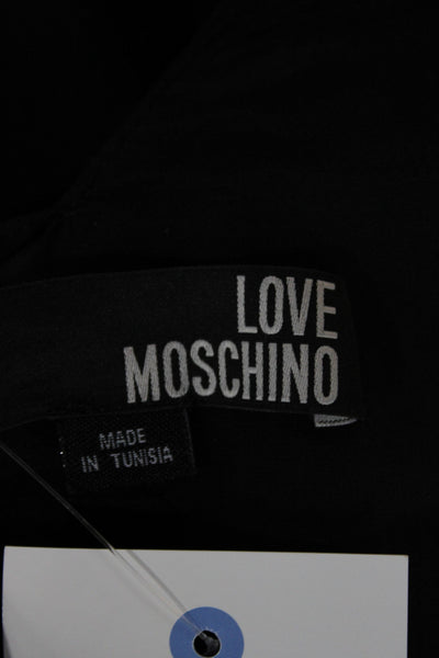 Love Moschino Womens Black Sheath Dress Boat Neck Short Sleeve Mini Size 2