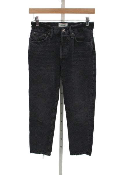 Agolde Womens Straight Jeans High Waist Black 100% Cotton 25in Size 24