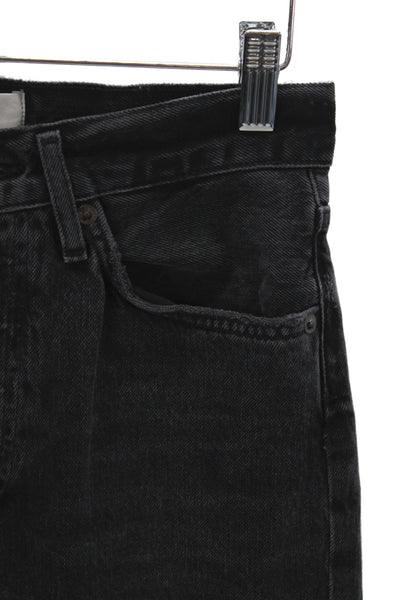 Agolde Womens Straight Jeans High Waist Black 100% Cotton 25in Size 24
