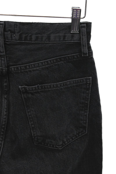 Agolde Womens Straight Jeans High Waist Black 100% Cotton 25in Size 24