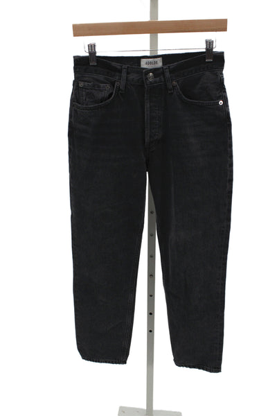 Agolde Womens Black Cropped High Waist Jeans Size 25