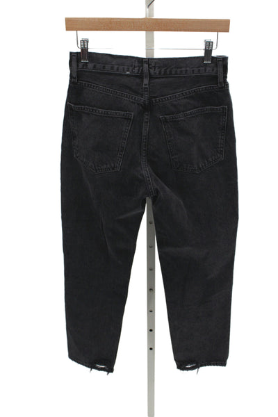 Agolde Womens Black Cropped High Waist Jeans Size 25
