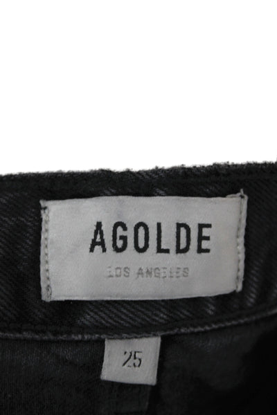 Agolde Womens Black Cropped High Waist Jeans Size 25