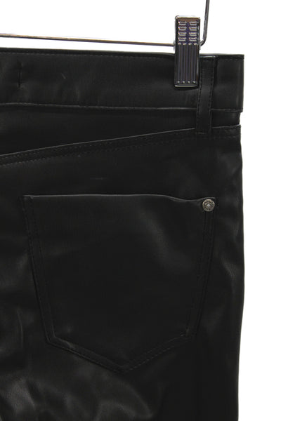 Zara Women Cropped Black Faux Leather Pants Button Size 2