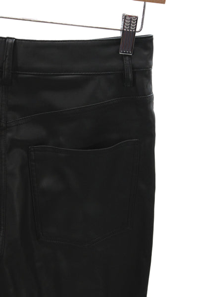 Zara Women Black Faux Leather Pants Button Front Size 2
