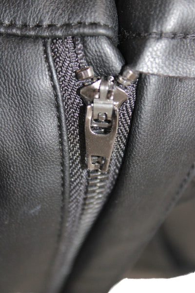 Zara Women Black Faux Leather Pants Button Front Size 2