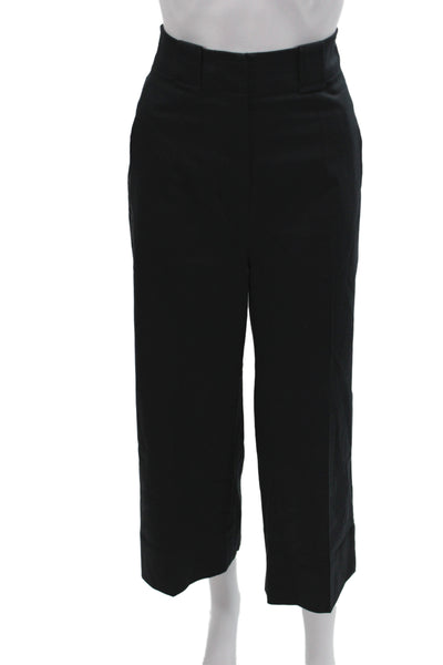 BR Women Cropped Black Pants Button Closure Petite Size 2