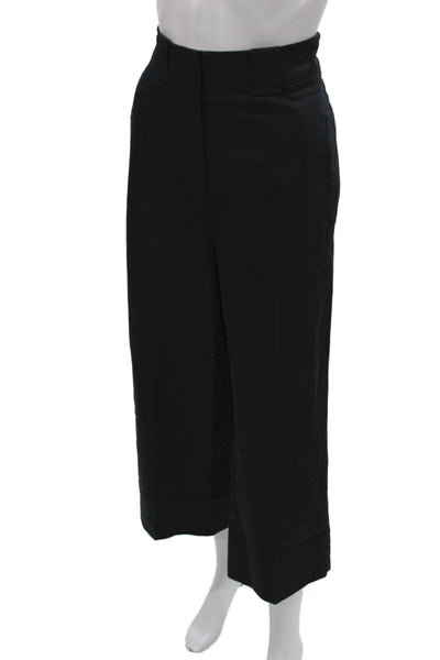 BR Women Cropped Black Pants Button Closure Petite Size 2