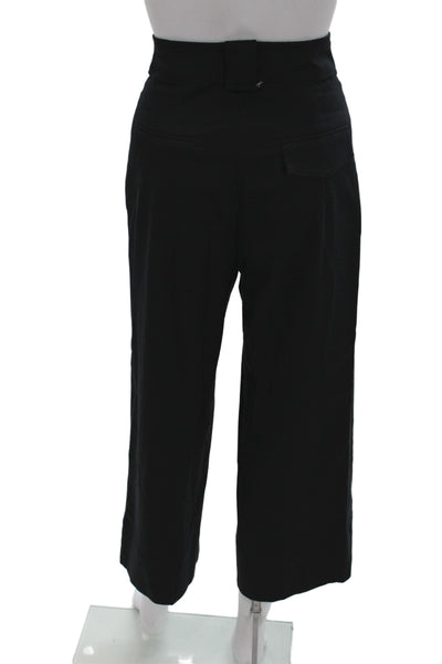 BR Women Cropped Black Pants Button Closure Petite Size 2