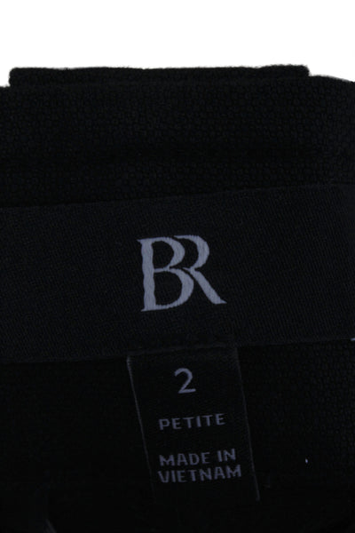 BR Women Cropped Black Pants Button Closure Petite Size 2