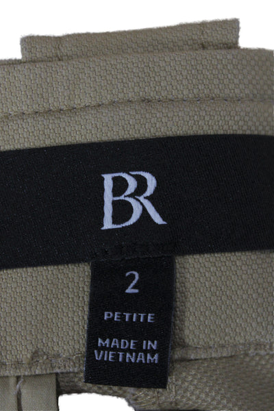 BR Womens Chino Pants Beige Button Cotton Blend Size 2 Petite