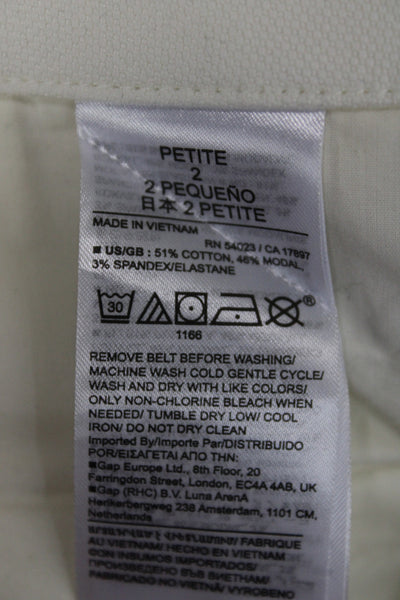 BR Womens Cropped White Cotton Blend Button Pants Petite Size 2