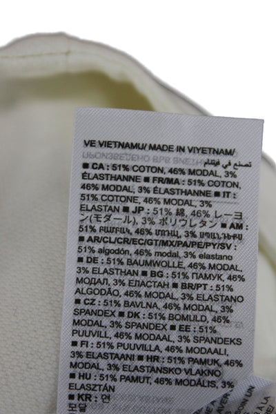 BR Womens Cropped White Cotton Blend Button Pants Petite Size 2