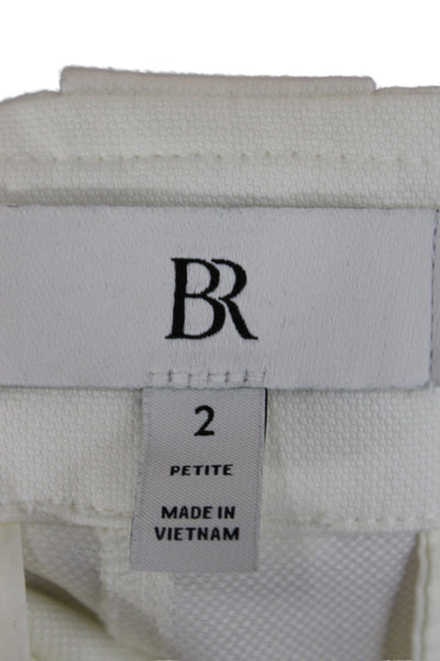 BR Womens Cropped White Cotton Blend Button Pants Petite Size 2