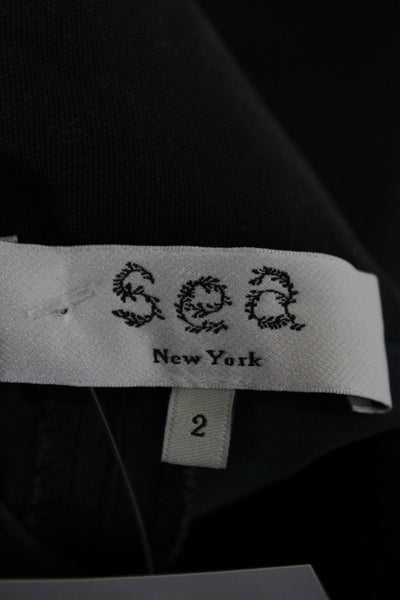 Sea Womens Paperbag Shorts Black 100% Cotton Tie Waist Size 2