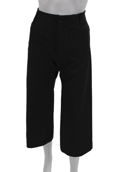 Maeve Anthropologie Women Cropped Black Pants Button Closure Size 26