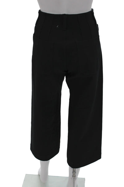 Maeve Anthropologie Women Cropped Black Pants Button Closure Size 26