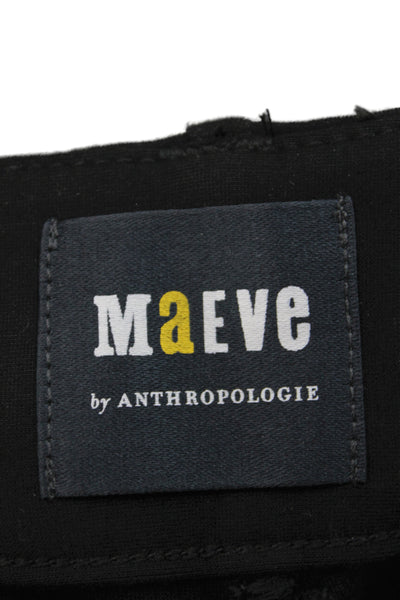 Maeve Anthropologie Women Cropped Black Pants Button Closure Size 26
