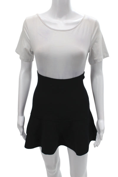 Zara Womens Black Fit & Flare Colorblock Short Skirt Viscose Size S
