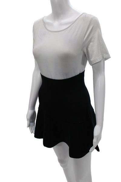 Zara Womens Black Fit & Flare Colorblock Short Skirt Viscose Size S
