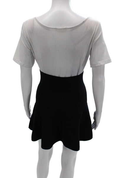 Zara Womens Black Fit & Flare Colorblock Short Skirt Viscose Size S