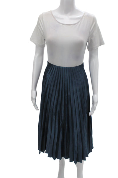 Zara Women Pleated Blue Polyester Midi Skirt Zip Size XS